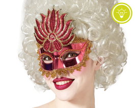 Atosa Masque Vénitien Antifaz Rouge Brillant avec Plumes et Strass pour Femme Adulte