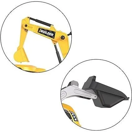 Smoby - Tracteur à pédales Builder Max Jaune avec pelleteuse, pelle et remorque démontable - Jeu de construction enfant 3+ ans