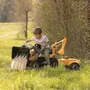 Smoby - Tracteur à pédales Builder Max Jaune avec pelleteuse, pelle et remorque démontable - Jeu de construction enfant 3+ ans