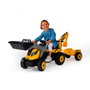 Smoby Tracteur à pédales Builder Max Jaune avec Remorque et Pelleteuse