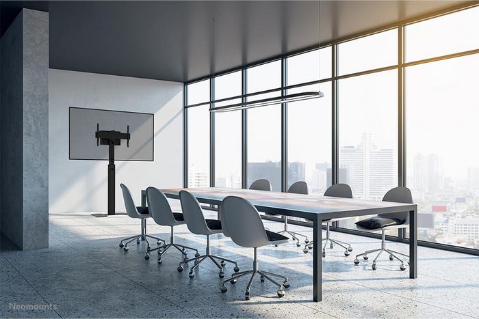 Neomounts FL45S-825BL1 Support au sol réglable pour écran plat 37 à 75 pouces, capacité 70 kg, gestion de câbles, compartiment verrouillable