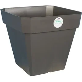 Riviera RIVIERA Pot de Fleurs Carré 40 x 40 cm Gris Pailleté, Sans Réserve d'Eau, Plastique Résistant, pour Jardin et Balcon