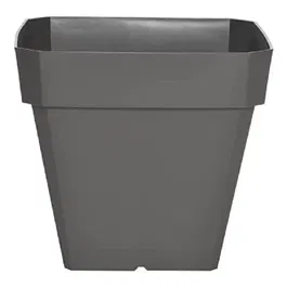 Riviera RIVIERA Pot de Fleurs Carré 40 x 40 cm Gris Pailleté, Sans Réserve d'Eau, Plastique Résistant, pour Jardin et Balcon