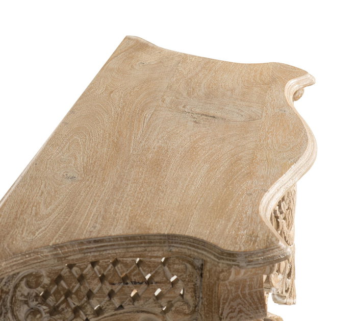 GINER Y COLOMER Console en bois de manguier blanc vieilli, sculpture main, style rustique - Dimensions 76x120x42 cm