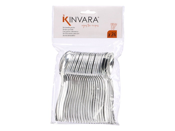 Kinvara Lot de 24 cuillères à café en plastique argenté 10x16x2 cm (Set de 48) Kinvara Lot de 24 cuillères à café en plastique argenté 10x16x2 cm (Set de 48)