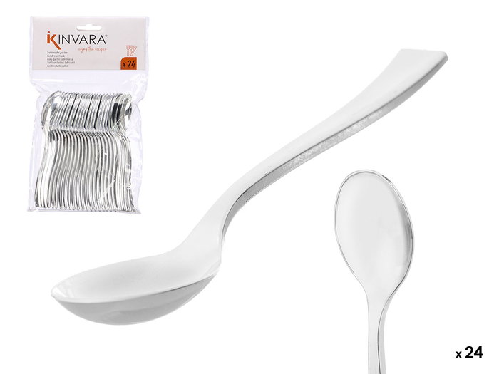Kinvara Lot de 24 cuillères à café en plastique argenté 10x16x2 cm (Set de 48) Kinvara Lot de 24 cuillères à café en plastique argenté 10x16x2 cm (Set de 48)