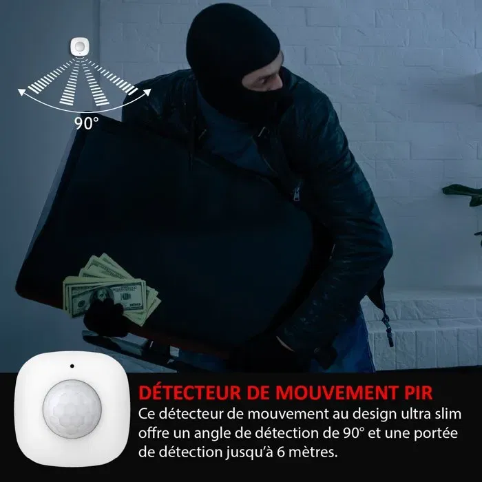 Kyf Détecteur de mouvement supplémentaire KYF-ALARM-012 pour extension de zone, compatible KYF-ALARM-009