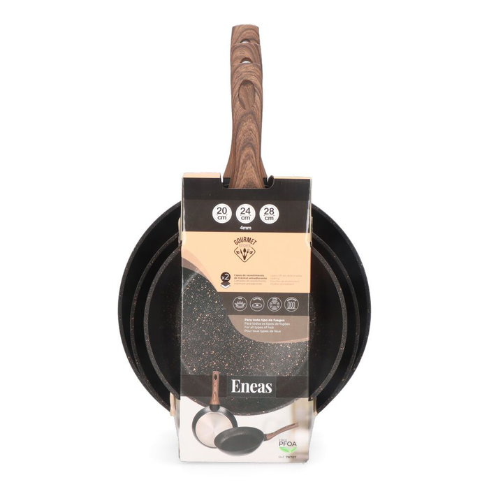 Gourmet Kitchen Set de 3 poêles antiadhésives série Eneas ø20 / ø24 / ø28 cm Gourmet Kitchen Set de 3 poêles antiadhésives série Eneas ø20 / ø24 / ø28 cm