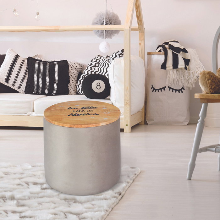 Home Deco Kids Pouf de rangement pour enfant avec couvercle en bois