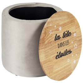Home Deco Kids Pouf de rangement pour enfant avec couvercle en bois