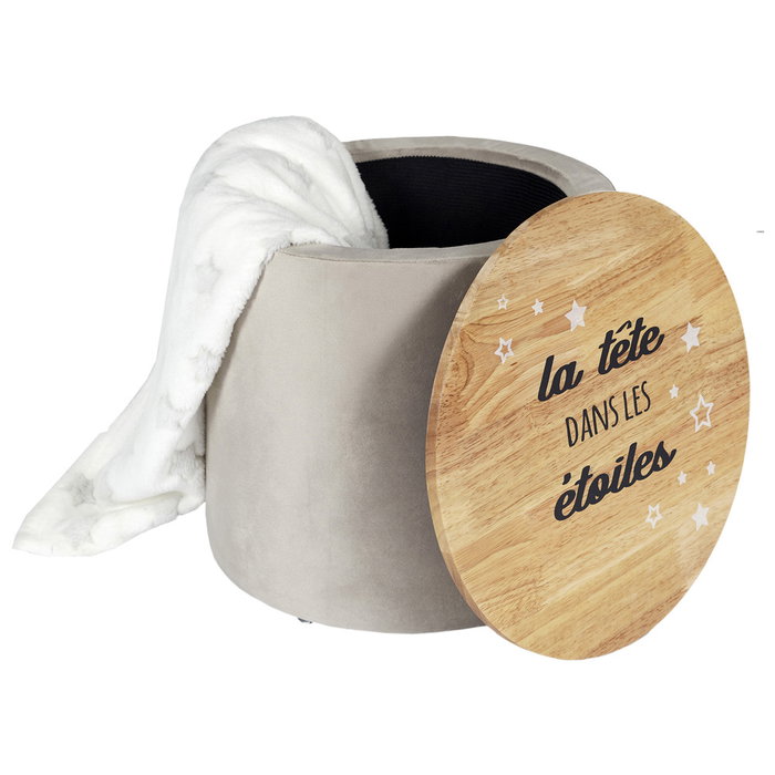 Home Deco Kids Pouf de rangement pour enfant avec couvercle en bois