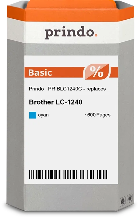 Prindo Basic Cartouche d'encre cyan compatible Brother LC1240C Prindo Basic Cartouche d'encre cyan compatible Brother LC1240C