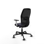 Chaise Alfera Synchrone/Traslack Maille/tissu Gris foncé Maille Noir Base en nylon noir Accoudoirs noirs et blancs Sans appui-tête Roulettes 65mm pour moquette