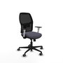 Chaise Alfera Synchrone/Traslack Maille/tissu Gris foncé Maille Noir Base en nylon noir Accoudoirs noirs et blancs Sans appui-tête Roulettes 65mm pour moquette