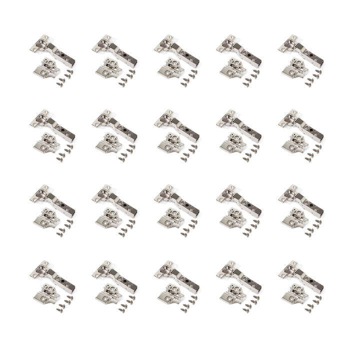 Emuca Lot de 20 charnières coudées X91N avec embases à visser, Hauteur 0, Acier, Nickelé Emuca Lot de 20 charnières coudées X91N avec embases à visser, Hauteur 0, Acier, Nickelé