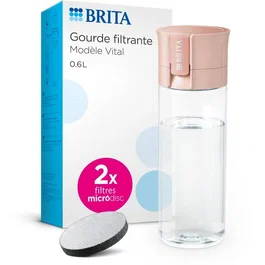 Brita - Gourde filtrante avec 2 microdiscs inclus - Couleur abricot - Rendre l'eau du robinet plus agréable - Portable et légère