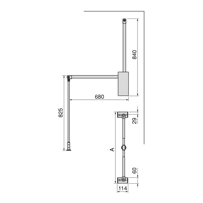 Emuca Penderie rabattable pour armoire Sway, 450 - 600mm,  Acier, Aluminium et Plastique, Peint en titane