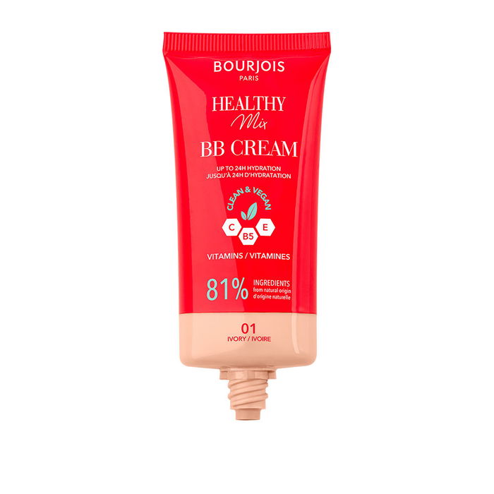Bourjois BB Crème Healthy Mix #01-Ivory 30 ml - Teint Harmonieuse et Radieux, 81% d'Ingrédients Naturels