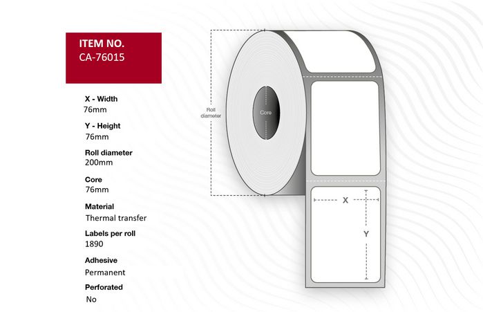 Capture Étiquette 76 x 76 mm, Mandrin 76 mm, Polyester, Permanent Capture Étiquette 76 x 76 mm, Mandrin 76 mm, Polyester, Permanent
