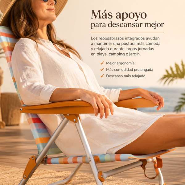 JugaToys Chaise de Plage Multiposition Rayas Ocre