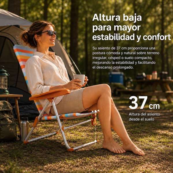 JugaToys Chaise de Plage Multiposition Rayas Ocre