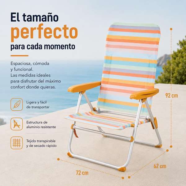 JugaToys Chaise de Plage Multiposition Rayas Ocre