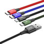 Baseus Câble USB vers Micro USB, USB-C et Lightning CA1T4-B01 Noir 1,2 m