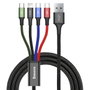 Baseus Câble USB vers Micro USB, USB-C et Lightning CA1T4-B01 Noir 1,2 m