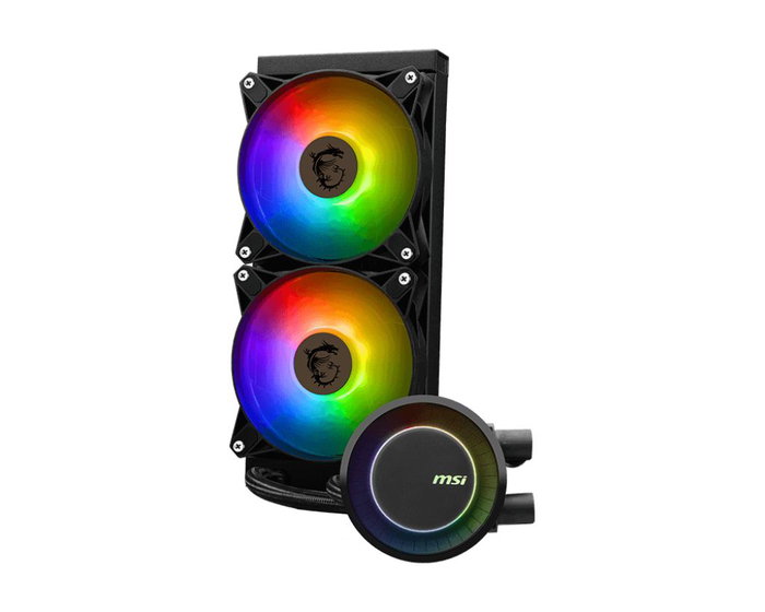 MSI MAG Coreliquid E240 Kit de Refroidissement Liquide pour Processeur, Radiateur 240mm, Ventilateurs ARGB PWM, Pompe 3000 RPM, Compatible Intel LGA et AMD
