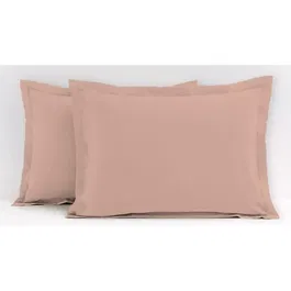 LOVELY HOME Lot de 2 taies d'oreiller 50x70 cm - 100% coton rose poudré - Référence LH71619
