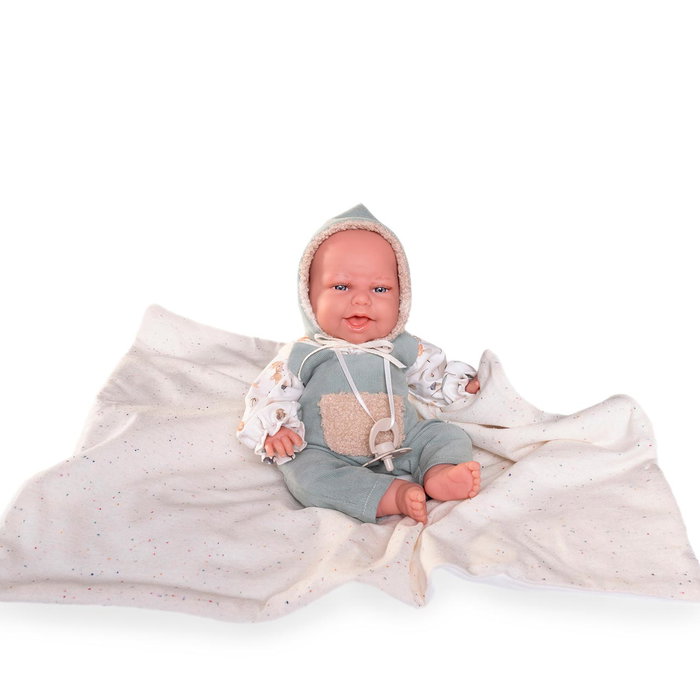 Antonio Juan Poupée Clara réaliste en peluche avec boules et couverture, 34 cm, idéale pour enfants dès 3 ans