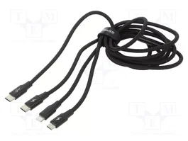 BASEUS Rapid Series Câble 3-en-1 USB-C vers Lightning, Micro-USB et USB-C, 20W, 1,5m, noir