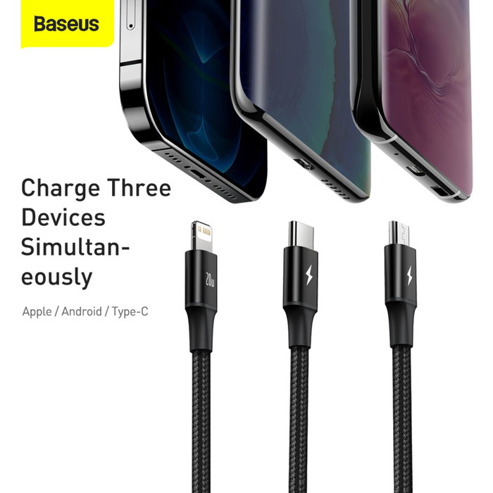 Baseus Câble Rapid Series 3-en-1 USB Type-C PD 20W 1,5 m