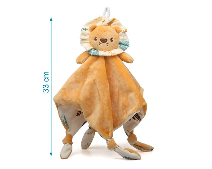 KioKids Doudou Léon - Doudou peluche d'attachement pour bébé, sécurité et réconfort, orange, polyester