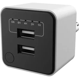 GAO Double Chargeur USB avec Minuterie Réglable et Arrêt Automatique (1-6h), 2 Ports, 5V/2400mA, Charge Rapide pour Smartphone et Tablette