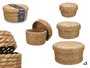 Giftdecor Lot de 3 paniers ronds avec couvercle en fibre naturelle 28x14.5x28 cm (Set de 6)