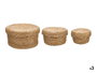 Giftdecor Lot de 3 paniers ronds avec couvercle en fibre naturelle 28x14.5x28 cm (Set de 6)