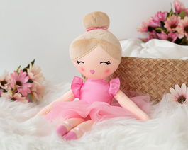 KioKids Poupée en Chiffon Ballerine - Multicolore, Doudou Souple pour Enfant à Partir de 10 Mois, Polyester, Lavable à 30°C