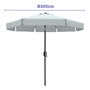 Marbueno Parasol Acier 8 Baguettes D300 cm Polyester Blanc Jardin Piscine Terrasse 10491