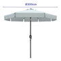 Marbueno 10491 Parasol Acier 8 Bri Ø300 cm Polyester Blanc Jardin Piscine Terrasse