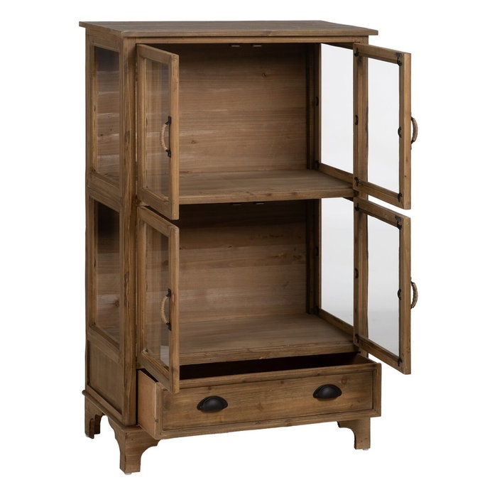 BigBuy Home Présentoir Naturel Verre et Bois d'épicéa