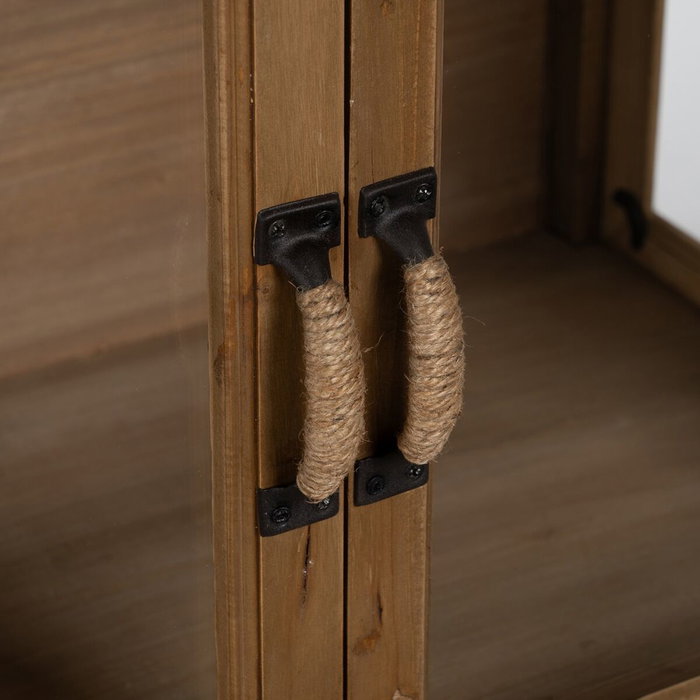 BigBuy Home Présentoir Naturel Verre et Bois d'épicéa