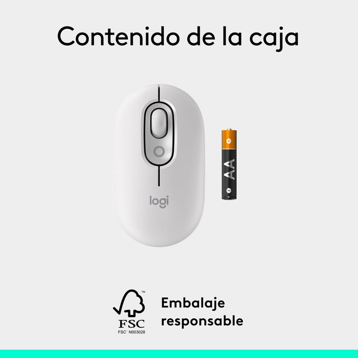Logitech Pop Mouse Souris Sans Fil Bluetooth Blanc - 4 Boutons Personnalisables avec Emojis, Easy-Switch 3 Appareils, Pile 24 Mois