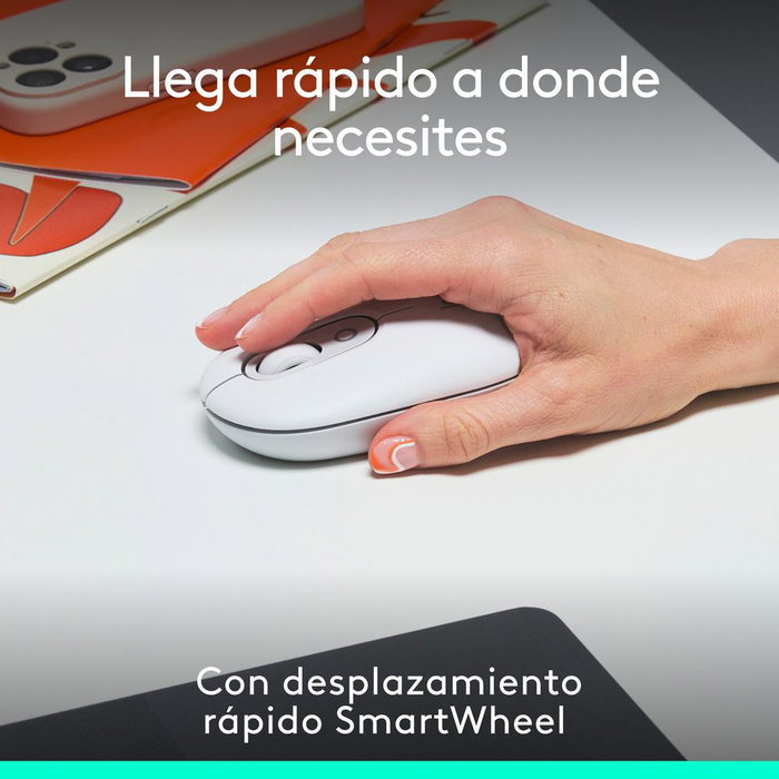 Logitech Pop Mouse Souris Sans Fil Bluetooth Blanc - 4 Boutons Personnalisables avec Emojis, Easy-Switch 3 Appareils, Pile 24 Mois