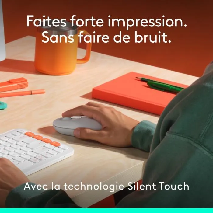 Logitech Pop Mouse - Souris sans fil Bluetooth et FLOW - Blanc cassé - Connexion multi-appareils pour Windows, Mac, Chrome OS, Android - Bouton Easy-Switch