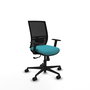 Chaise Yunquera Synchro 4 positions tissu Turquoise Maille Noir Base en nylon noir Accoudoir 1D Sans appui-tête Roulettes 65mm nylon