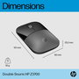 HP Souris sans fil Z3700 double mode (Bluetooth/USB) 1600 DPI avec récepteur intégré - Argent