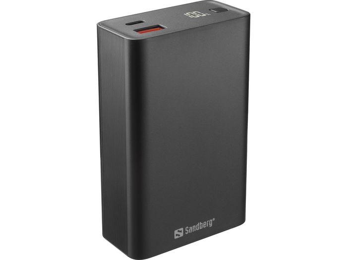 Sandberg Travel - Powerbank Externe 20000mAh Aluminium - 65W PD - Recharge Rapide USB-C/USB-A/QC 3.0 - Pour Ordinateurs Portables et Appareils Mobiles