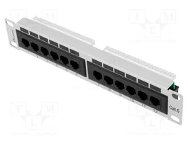 LANBERG Panneau de brassage Cat 6 blanc 12 ports RJ45 rack 10 pouces