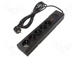 ARMAC Z5/50/CZ Parafoudre Noir avec 5 Prises et Cordon de 5m